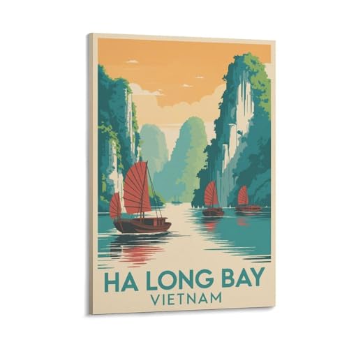 Poster Ha Long Bay Yuan Yang | Impression paysage panoramique vintage 60x90 cm