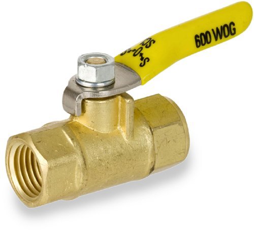 Smith-Cooper International 8140 Series Brass Mini Ball Valve, Inline, Lever Handle, 1/4" NPT Female, Non-Potable Water Use Only