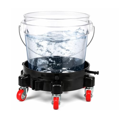 Car Wash Bucket Dolly,5 Gallon Bucket Dolly with 5 Swivel Wheel Casters,
