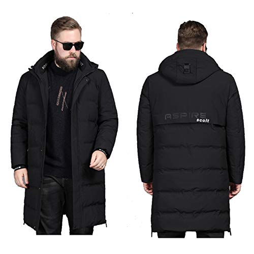 YYQ SHOP Schwarz Groß Herren Daunenjacke - Mit Abnehmbarer Kappe,Langer Mantel Im Freien,Winddichte Warme Baumwollmäntel Cover