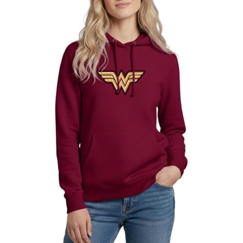 Image of Spreadshirt DC Comics Wonder Woman Original Logo Women's Hoodie Bordeaux