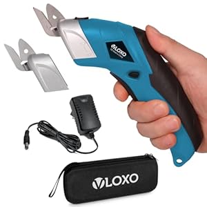 VLOXO Electric Scissors Wireless Cutter with 2 Cutting Blades for Crafts for Cutting Cardboard Leather Carpet Potted Plant, Indigo Multi-Way