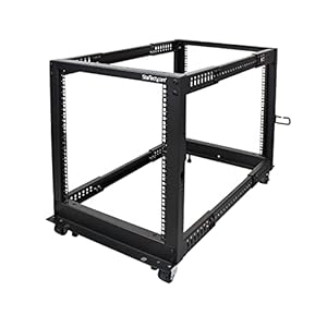 StarTech.com 12U 19″ Open Frame Server Rack – 4 Post Adjustable Depth 22-40″ Mobile – Free Standing Rolling Network/Computer Equipment Data Rack- Dell PowerEdge HP ProLiant ThinkServer (4POSTRACK12U)