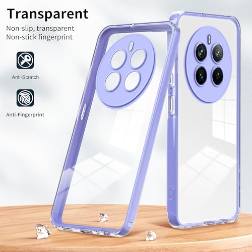 WOKEZ Transparent fodral för Realme 12 Pro Plus 5G - Lila Stötsäkert