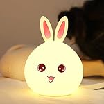 One94Store Silicone Rabbit Night Light – USB Rechargeable 7-Color LED Lamp with Touch Sensor, Kids Bedroom Décor, Romantic Decor, Valentine Day Gift, Love Gift for Her, Couple Gift