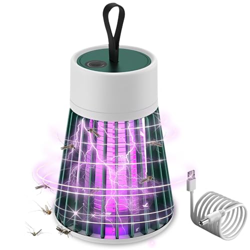 XPJBKC Lámpara Antimosquitos Electrico, Mata Mosquitos Electrico con Luz LED Seguro y Sin Radiación, Electrico Lámpara Anti Mosquitos de USB, para Interior, Cocina, Jardín (Verde)