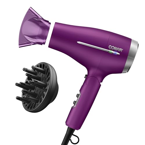 Conair Worldwide Folding Handle Hair Dryer with Concentrator & Diffuser, 1875W Travel Blow Dryer...