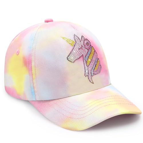 Kids Baseball Hat Unicorn Girls Baseball Cap Toddler Trucker Hat Girls Hats for Kids Ages 4-8 (Tie-dye Unicorn)