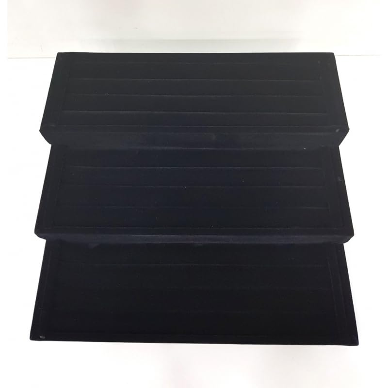 Image of Kada Step Velvet Jewelry Organizer Dsipaly Tray Black