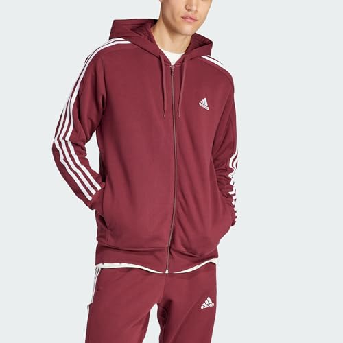 Image of adidas mens Essentials French Terry 3-stripes Full-zip Hoodie