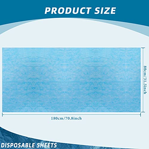 Image of Tatuo 50 Pieces 31 x 70 Inches Disposable Bed Sheets Waterproof Bed Cover Massage Table Sheet Non-woven Fabric for Spa, Lash, Beauty Salon, Waxing, Hotels(Blue)