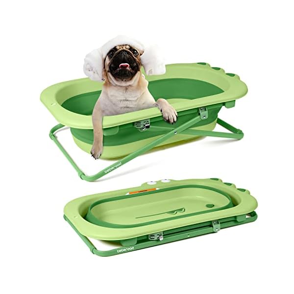 Beberoad-Pets-Pet-Bathtub-Collapsible-Pet-Bath-Tub-Height-Adjustable-Portable-Dog-Cat-Bathing-Tub-for-Small-Medium-Pets-Foldable-Pet-Shower-Tub-with-Drainage-Hole-Green-236-x-126-x-83-Inches Beberoad Collapsible Pet Bathtub: Portable Convenience for Your Furry Friends