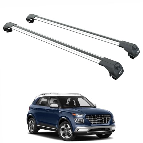 Heavy Duty Aluminum Roof Rack Cross Bars for Hyundai Venue (2020-2026), 330lbs Capacity, T-Slot Channel, Lockable, No-Drill Installation (Silver, 2020-2026 Roof Rack Cross Bars Raised Rail)