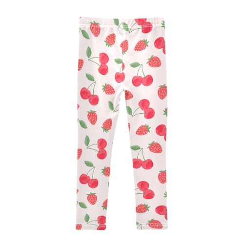 Summer Red Berries Girls Leggings,Workout Leggings for Girls Toddler Athletic Leggings Size for 3-10T2