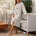 Women's Cozy Plush Nightdress Bowknot Crew Neck Front Slit Casual Solid Lightweight Nightgown Loose Fit Fashion Dress Gray-L