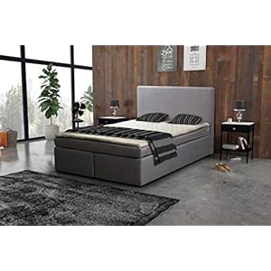 Küchen-Preisbombe Boxspringbett Hotelbett 140×200 Bonellfederkern Bett mit Topper Paxos 1 hellgrau