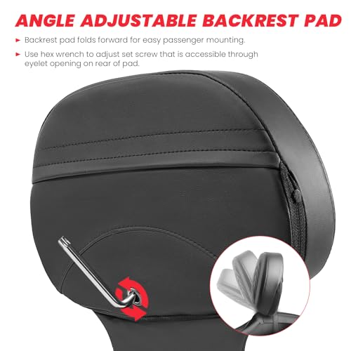 kekykm 1997-2025 Adjustable Rider Driver Backrest compatible with Harley Davidson Touring Street Glide Road Glide Road KING Electra Ultra Limited W/Mounting Bracket by kekykm - Image 6