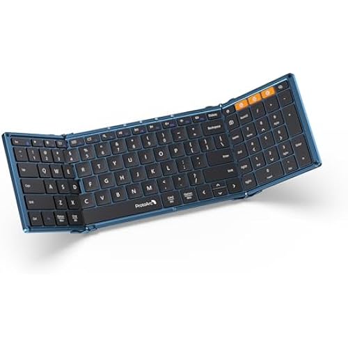 ProtoArc XK01 Full-Size Foldable Bluetooth Keyboard for Travel, Blue
