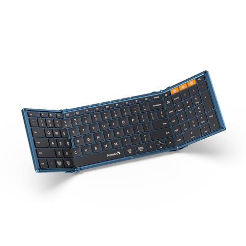 Image of ProtoArc XK01 Full-Size Foldable Bluetooth Keyboard for Travel, Blue | 105 keys, number pad, 0.65in keycaps, 3-device Bluetooth 5.1 switching, USB-C charging, for laptop tablet phone