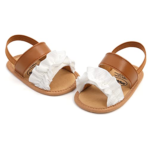 Baby Infant Shoes Boy Girl Sandals First Walkers Crib Shoes Lightweight Soft Sole Flat Shoes Summer (Brown, 5 Toddler)4