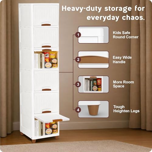 Image of TEKCOOL Plastic Wardrobe for Clothes : Versatile Plastic Cupboard for Storage Organizer & Organisers Storage Box for Ideal for Neat and Tidy Storage Solutions Almirah for Clothes (White, 6XL);