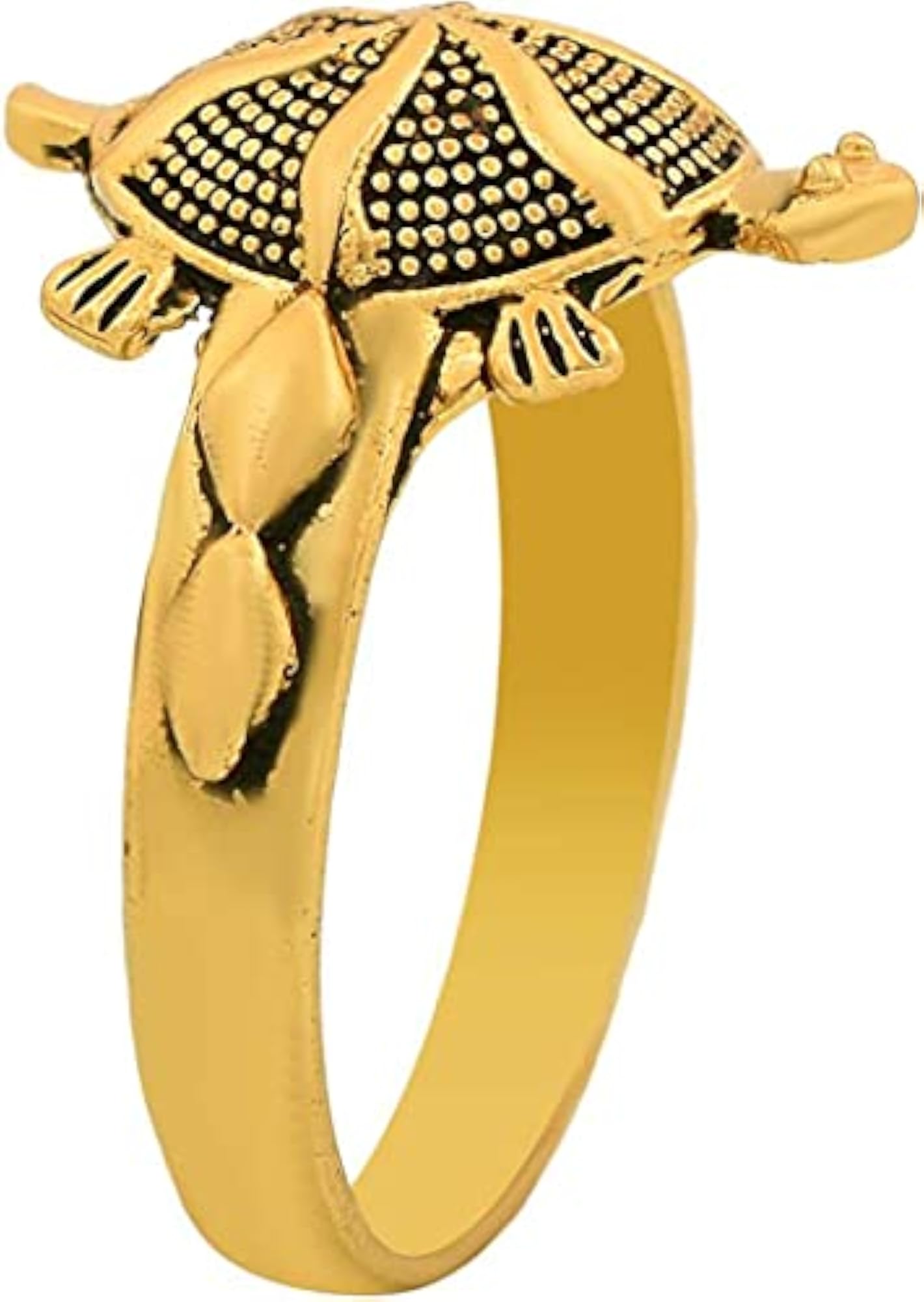 Gold Plated Tortoise Good Luck Charm Ring, Adjustable Size