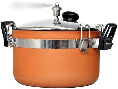 Antara Organic Store Clay Earthen Cooker with Lid for Curry/Dal/Frying, 3.5 L