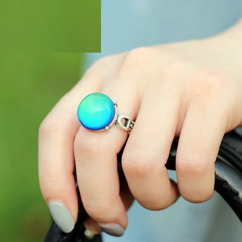 SALAN 2 Uds Anillos De Estado De Ánimo Que Cambian De Color Chapados En Plata Antigua Que Cambian La Temperatura del Color Conjunto De Anillos De Sensación De Emoción para Mujeres/Hombres