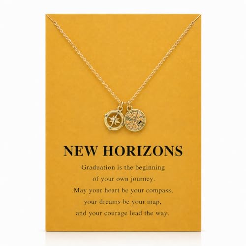 Zealmer Graduation Compass Necklace for Women, New Beginnings Gift for Her, Inspirational Graduation Necklace for College Graduate, Meaningful Compass Pendant Jewelry