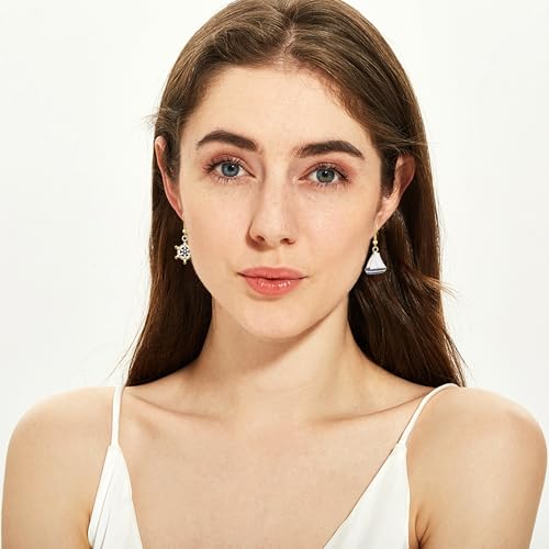 QUPENGXU Nautical Marine Anchor Dangle Earrings for Women Statement Cubic Zirconia Drop Earrings Beach Gifts for Women4