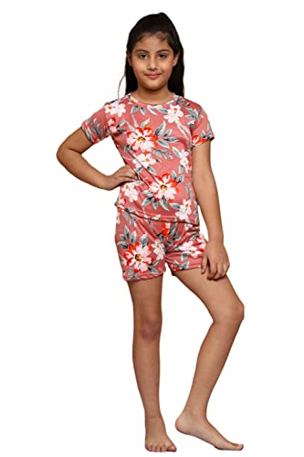 Image of FNOCKS Girls Printed Night Suit, Top & Bottom Set Half Sleeve. Girls Night Wear | Lounge Wear (100% Pure Cotton Hosiery Material)