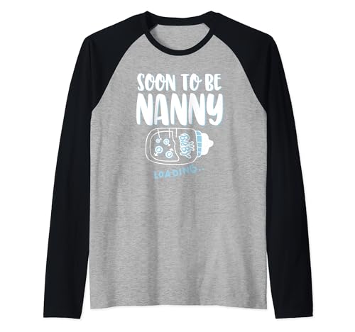 Soon To Be Nanny Loading Embarazo Anuncio Niño Bebé Camiseta Manga Raglan