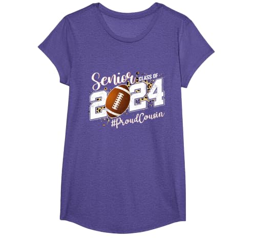 Proud Cousin of A 2024 Senior Football Graduate Class 2024 T-Shirt, Girls, Purple Heather, Medium