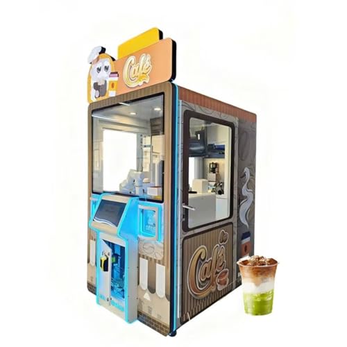 Interactive Robot Chef Coffee Kiosk, Self-Service Hot Cold Beverage Maker for Mall, Market and High-Traffic Areas