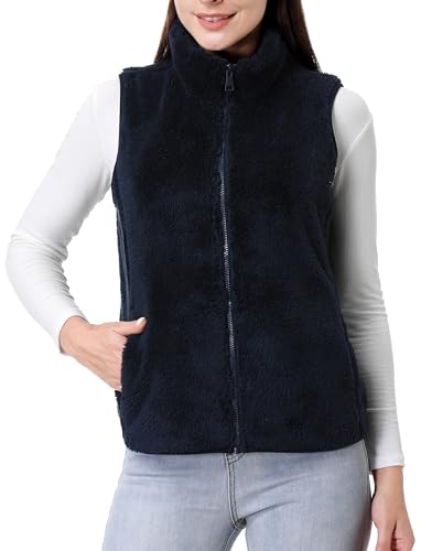 GIMECEN Womens Fuzzy Sherpa Fleece Vest Lightweight Sleeveless Jacket Full Zip Outerwear Polar Soft Waistcoat3