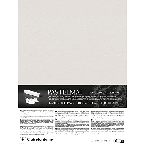 Papier Pastelmat Clairefontaine 5 feuilles contrecollées gris clair 24x32 cm