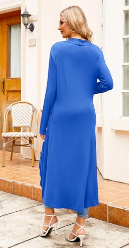 Image of Newchoice Womens Long Cardigan Summer Casual Draped Open Front Lightweight Long Sleeve Cardigan Duster with Pockets