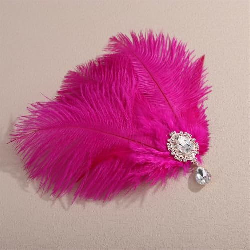 Clip de Plumas Rojo con Cristal para Mujer miniatura 6
