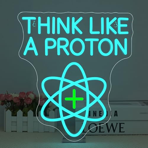 Image of Think Like a Proton Neon Sign Dimmable Good Vibes Neon Light with USB Power Think Positive LED Wall Light Nerdy Science-Themed Room Decor for Classroom Study Ideal Gift to Students and Teachers