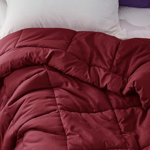 Image of Bedsure Comforter Duvet Insert - Quilted Comforters Twin XL Size, All Season Duvet, GentleSoft Down Alternative Bedding Blanket, with 8 Tabs, Gifts for Women /Men,Dark Red, Twin XL 92 x 68 Inches