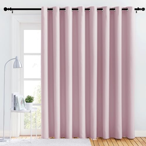 NICETOWN Bedroom Blackout Curtain Panel - (120 inches by 102 inch, Baby Pink, 1 PC) Energy Saving Thermal Insulated Grommet Blackout Drapery for Patio, Room Divider Curtain