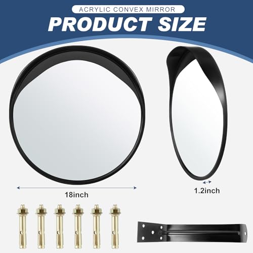 image for Maitys 2 Pcs Convex Mirror Acrylic Safety Security Traffic Garage Corn