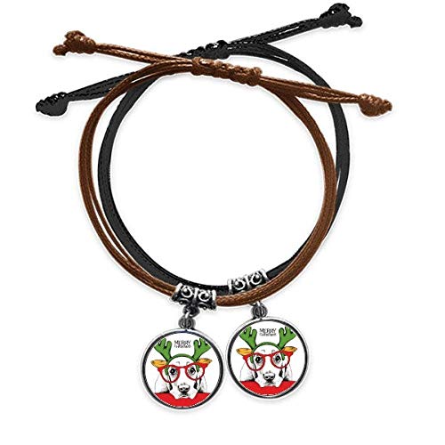 Bracelet adorable chien aquarelle en cuir double pour vos sorties quotidiennes