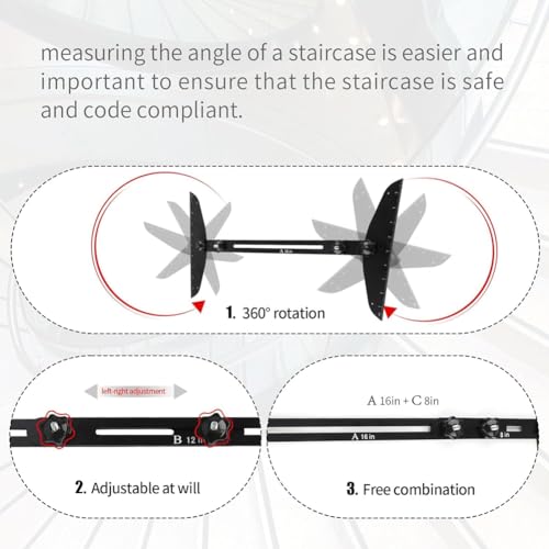 Eieenotee Stair Treads Gauge Template Tool,Stair Measuring Ruler Set,Shelf Layout Tool for Stairs,Risers,Shelf and Cutting Drywall - Image 3