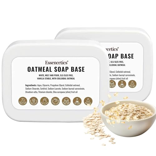 Essencetics Oatmeal Soap Base Melt and Pour 5lb SLS Free Organic Melt and Pour Soap Base for Soaps Making - Made from Natural Glycerin - Glicerina para Hacer Jabones Artesanales Organica