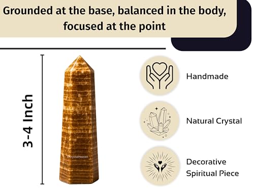 Image of Certified Aragonite Crystal Tower Obelisk Point for Chakra, Healing and Balancing - AAA Grade Original Certified Gemstone Agate for Reiki Meditation Yoga Spiritual (3-4 Inches)