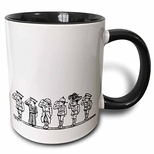 3dRose Line of Soldiers from WWI 11oz Two-Tone Black Mug