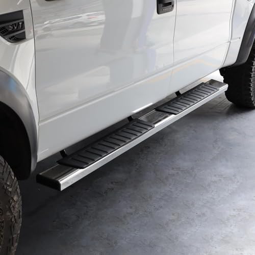Image of COMNOVA 6 Inches Double Cab Running Boards Compatible with 2007-2018 Chevy Silverado /GMC Sierra 1500 Extended Cab, 2007-2019 Silverado /Sierra 2500HD 3500HD, Stainless Steel Silverado Running Boards.