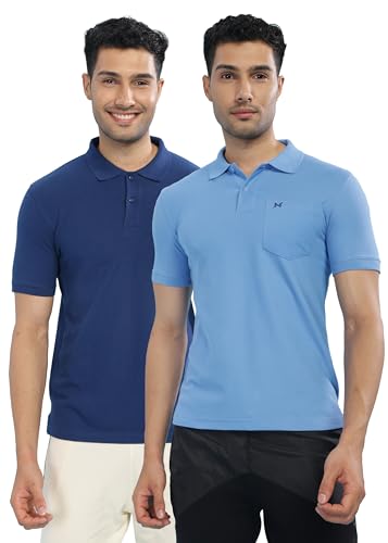 Image of Force NXT Polo Neck T-Shirt for Men Pack of 2 | Regular Fit T-Shirt for Men | Premium Super Combed Rich Cotton Polo Shirt | Men's Ultra Soft Half Sleeve T-Shirt