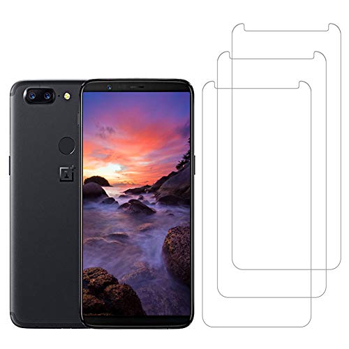 [3 Unidades] Amonke Protector de Pantalla para OnePlus 5T Cristal Templado, [9H Dureza] [Alta Definicion] [Sin Cobertura Toda Pantalla] Vidrio Templado Screen Protector para OnePlus 5T
